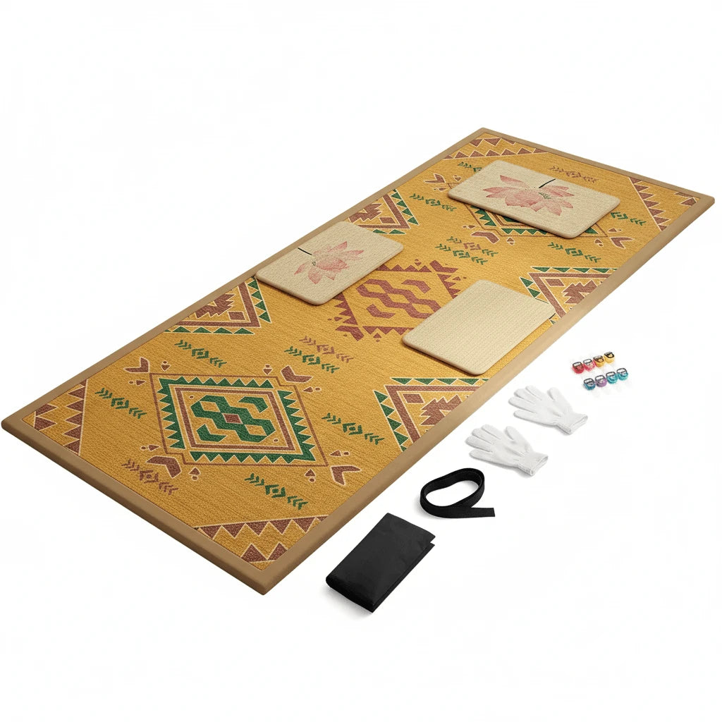 Complete 9-piece linen-cotton prostration mat set 70x220cm for Tibetan Buddhist practice